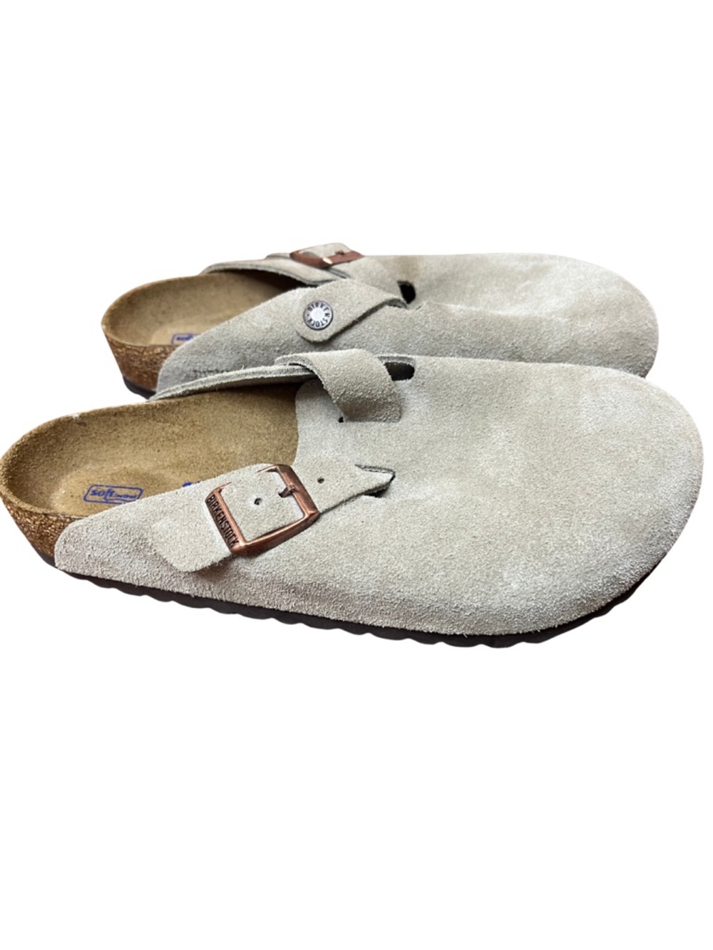 Birkenstock Boston Taupe Suede Soft Footbed Clogs EU 38 Women’s 7-7.5 Narrow